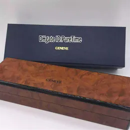 Hight Quality FMBox Brown FM Wooden Watch Box 전체 오리지널 남성 남성 여성 시계 상자 인증서 카드 선물 종이 가방 PURETI301W
