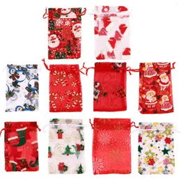 Christmas Decorations Bagscandy Gift Small Organzadrawstring Party Present Jewelry Printed Gifts Favor Mini Stocking Favors Bulk