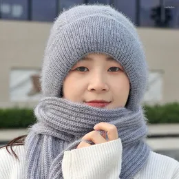 Kulkapslar vinter kvinnor flickor stickar fast färg öronskydd vindtät mössa halsduk vuxen tjock varm vakt hatt felame mode