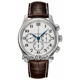 Ny masterkollektion L2 693 4 78 3 Silver Dial Automatic Day Date Mens Titta p￥ sportbrun l￤derband Sportklockor Cheap291G