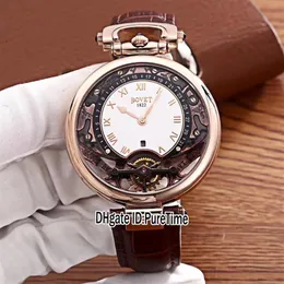 New Bovet Amadeo Fleurier Grand Complications Virtuoso Rose Gold Skeleton White Dial Mens Watch Brown Leather Strap Sports Watches248x