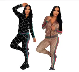 Womens Designer TrackSuits cardigan Zipper Jacket pullover long Pants All-body Luxury G letter print Two Piece Set Female slim Tracksuits Women's Clolthing