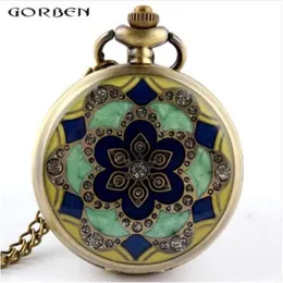 الأخضر Jade Crystal Quartz Big Pocket Watch Necklace سلسلة قلادة Mens Gift P52337F