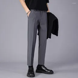 M￤ns byxor 2023 Fashion Suit Men's Spring and Autumn Korean Nine-Point Pleated Business Formal Trousers Mane Casual Chic Harem