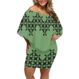 Lässige Kleider 6xl Das meiste Design in 2023 polynesischer Samoan Tattoo Damen von Schulter loser einteiliger Kleid-Frill Ladies Party