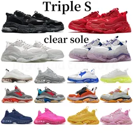 Paia di lusso scarpe casual triple s suola trasparente vintage scarpa con plateau tripla s designer Sneaker sneakers da uomo da donna Nero Bianco Grigio Blu scuro Rosso Giallo da uomo da donna trainer