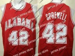 Alabama Crimson Tide College LATRELL SPREWELL #42 Retro Basketball Jersey Men Number