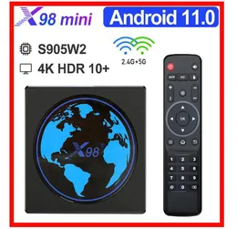 X98 MINI AMLOGIC S905W2 TV BOX ANDROID 11 QUAD CORE 4G 32G 2.4G5GデュアルWiFi BT 100M 4KスマートメディアプレーヤーPK TX3 MINI PLUS