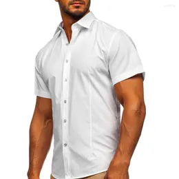 القمصان غير الرسمية للرجال قميص قميص أعمال بسيطة رجال الأعمال الصلبة ألوان أوروبا قصيرة الأكمام الصيفية الذكور الذك