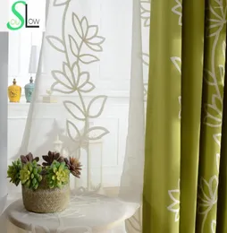 Curtain Lotus Embroidered Yarn EmbroideryPastoral Floral Curtains Cortinas For Living Room And Tulle Cortina Para Sala De Luxo