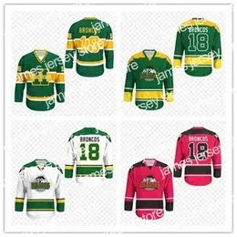 الهوكي الجامعي يرتدي NIK1 مخصص الرجال شباب شباب Humboldt Broncos White Alternate Hockey Jersey 100 ٪ خياطة مخصصة أي اسم جودة Hight