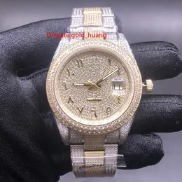 40mm All Diamond Watch Otomatik Mekanik Erkekler Paslanmaz Çelik Kol saatleri Klasik İş Tasarımcı Kol saati Gümüş-Sarı Altın Siyah Arapça Dial