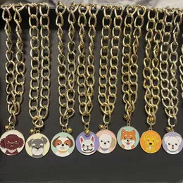 Hundhalsar DIY -krage Personlig tagg Aluminiumkedja legering japansk pl￤terad guld icke blekande b￤lte liten klocka halsband f￶r husdjur leveranser