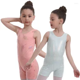 Scene Wear Gymnastics Biketard Metallic Leotard Girls Rave Tank Gymnastic Holographic Ballet Dancewear för