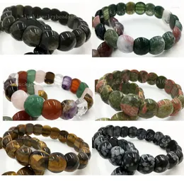 Strand Faceted Tiger's Eye Unakite Jaspe Carnelian Art Women Men Beads Elastic Bracelet 7.5" WFH469