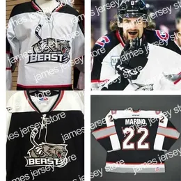 Хоккей в колледже носит Thr Vintage Rare 2017 Настройка Echl Brampton Beast Mens Womens Childrencemy White Black Высококачественные высококачественные хоккейные майки ворот