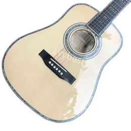 LVYBEST Electric Guitar Custom 36 tum AAAAA All Solid Wood Acoustic Guitar Abalone Binding Ebony Fingerboard Dreadnought Ooo