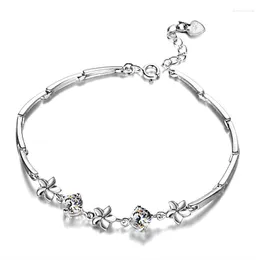 Strand charm unik stil silverfärg kärlek blomkedja armband armband 16 cm-21 cm pulseras smycken kvinnor feminina