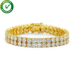 Bracelets de ouro de jóias de jóias de designer de luxo 2 linhas Bangles Hip Hop Iced Out Diamond Tennis Bracelet Pandora Bracelet Love Li229U
