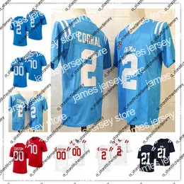 Maglie da calcio James Custom Matt Corral Ole Miss Rebels Jersey Football NCAA College Jerrion Ealy Elijah Moore Snoop Conner Jonathan Mingo Casey Kelly