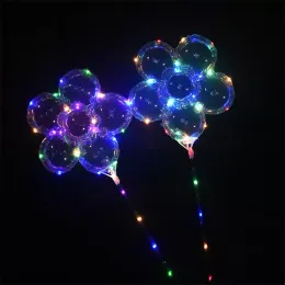 LED Bobo Ball Plum Blossom Shape Luminous Balloon with 3M String Lights 70cm Pole Balloon Xmas Wedding Party Decoration Couples Kids Toys Gifts