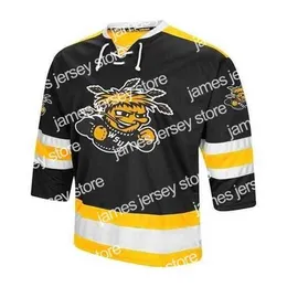 カレッジホッケーはNIK1 2020 MENS ITA STATE SHOCKERS HOCKEY JERSEY EMBROIDERYステッチを着用します。