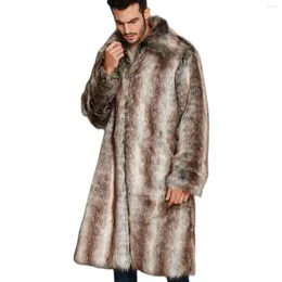 女性の毛皮F0289ファッション冬の男性用服暖かい長いオーバーコートフェイクコート