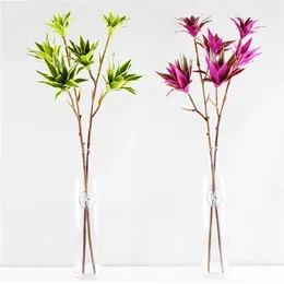 Dekorative Blüten 83 cm Große künstliche Lilie Bambus Tropische Palmezweige gefälschte Pflanzen grüne Plastikblätter für die Geburtstagsfeier zu Hause