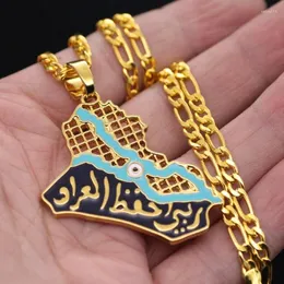 Collane con ciondolo Collana con mappa araba dell'Iraq per uomo e donna Accessori per gioielli da festa hip-hop alla moda retrò