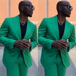 Nya Spring Green Men Tuxedos 2 stycken Designer Custom Made Mens Wedding Suits for Business Formal Wear