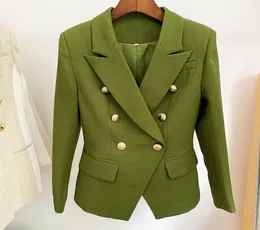 Классический стиль высококачественный дизайн оригинального дизайна Women039S Двойной светичный пиджак Slim Supt Jacket Metal Buckles Armygreen Blazers Hem6587380
