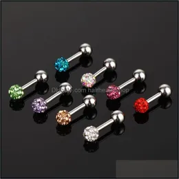 Body Arts Colorf Stainless Steel Piercing Jewelry Gem Tongue Lip Stud Cartilage Barbell Style Men And Women Drop Delivery Health Bea Dh0Df