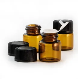 DRAMS Amber Clear Glass Bottly 플라스틱 뚜껑 삽입 에센셜 오일 바이알 향수 샘플 테스트 병 화장품 고품질 1ml 2ml 3ml 4ml