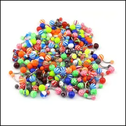 Body Arts 14G Acrylic Belly Barbells Surgical Stainless Steel Curved Navel Rings With Assorted Colors For Piercing Jewelry Drop Deli Dhu0R