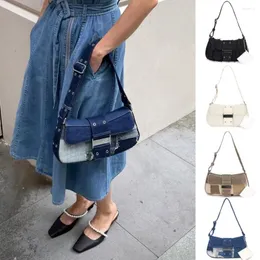 Sacchetti da sera Firmranch Punk Vintage Ins Texture Spalla ascella Bagna Messenger Chain Natural Splicing Denim Colore Contrasto Chic