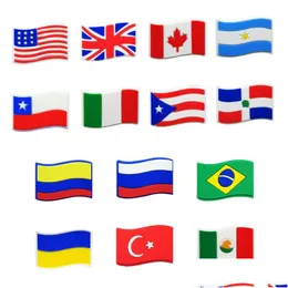 Shoe Parts Accessories National Flag Croc Charms Fashion Love For Decorations Pvc Soft Shoes Charm Ornaments Buckles Drop Delivery Dhlpe