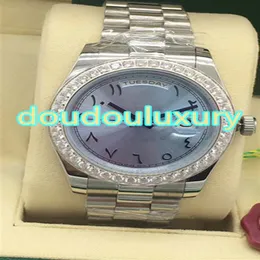 High quality men's watch light blue dial Arabia number scale fashion diamond wristwatches fully automatic mechanical watch259q