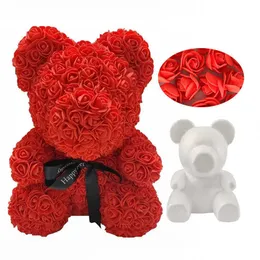 Getrocknete Blumen Diy Künstliche Schaum Teddybär Von Rosen Form 20 cm/30 cm Handgemachte Styropor Hochzeit Valentinstag geschenk Y2212