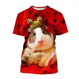 M￤ns T-skjortor Summer Fashion Animal 3D Printing Cute Guinea Pig Pattern Casual Herr- och kvinnors barn T-shirt andningsbara