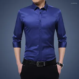 Männer Casual Hemden Plus Größe 5XL Solide Business Formale Hemd Für Männer Hohe Qualität Seidig Langarm Herren Mode Koreanische kleid Ropa Hombre