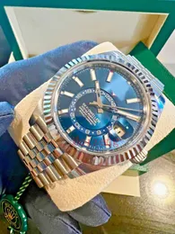 Luksusowe zegarek zupełnie nowy gule-dweller White Gold Blue Dial 42 mm Jubilee Watch 326934 Automatyczne zegarki męskie