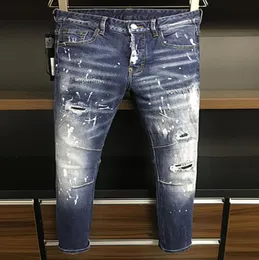DSQ Phantom Turtle Classic Fashion Man Jeans Jeans Hip Hop Rock Moto Mens Casual Design Разрушенные джинсы.