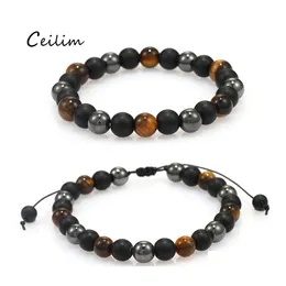 Beaded Strands 8mm Est Elastic Natural Stone Pärlat armbandsmycken för män Handgjorda flätade Colorf Chakra Yoga Energy WOM OT9QY