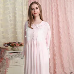 ملابس نوم للسيدات نساء ثوب نومه على القطن الوردي فستان رومانسي سقوط السيدات فضفاضًا