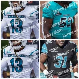 American College Football Wear Nik1 Coastal Carolina Chanticleers Football Jersey NCAA College 10 Grayson McCall 1 CJ Marable 6 Jaivon Heiligh 4 Isaiah Likely 29 Sil