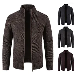 Jackets masculinos listrados de bola de beisebol masculino Cardigan Knit Sweater Fashion Jacket Slim Fit Grost Warm Casual