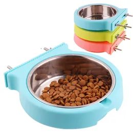 Inne pies dostarcza nowe miski ze stali ze stali nierdzewnej wisząca miska jedzenia Zestaw Anti Knock Cat Bowl Feeder