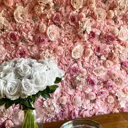 Party-Dekoration, rosa künstliche Rosenwand, 40 x 60 cm, Seidenblumen-Paneele für Zuhause, Hochzeit, Dekor, Babyparty, Geburtstag, Hintergrund