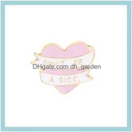 Pins Broschen Kundenspezifische Legierung Cartoon Rosa Herz Mode Kleid Abzeichen Einfachheit Brief Band Zubehör Farbe Emaille Pin Dhgarden Dhx0R