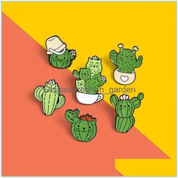 Stift broscher anpassade tecknade originalitet kitty brosch kaktus grön växt modellerande cowboy väska mångsidig trend märke ena dhgarden dhiix